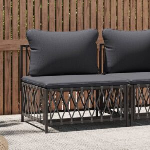 Outdoor Garden Sofa Sectional Woven Fabric Anthracite Cushioned Comfort Seat