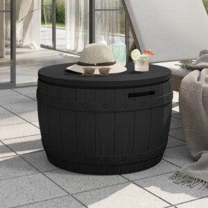 Versatile Outdoor Garden Storage Box Seat Table Weatherproof Polypropylene Black