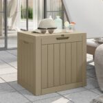 Outdoor Garden Storage Box Weather Resistant Light Brown Patio Tool Chest Deck