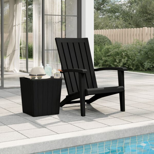 Outdoor Adirondack Lounge Chair Ergonomic Polypropylene Weather-Resistant Black