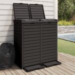 Outdoor Double Lid Garbage Bin Large Capacity Weather Resistant with Fluid Tray