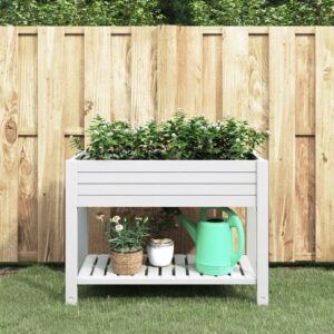 White Polypropylene Garden Raised Bed Self-Watering Planter with Shelf