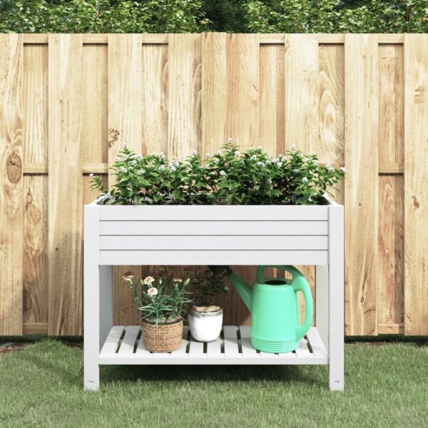 White Polypropylene Garden Raised Bed Self-Watering Planter with Shelf