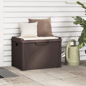 Garden Storage Box with Seat Cushion Brown 125 L PP