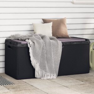 Garden Storage Box with Seat Cushion Anthracite 350 L PP