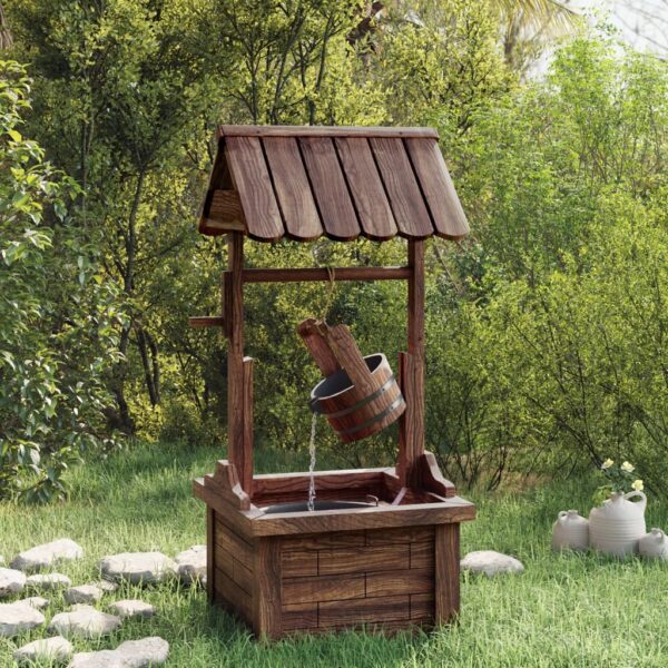 Rustic Solid Wood Garden Wishing Well Fountain with Electric Water Pump Patio Decor