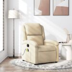 Massage Recliner Chair Cream Fabric