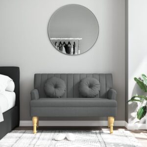 Elegant Dark Grey Fabric Bench with Cushions Comfortable Padded Seating Decor