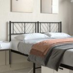 Elegant Metal Headboard Black Classic Design Sturdy Steel Construction Stable