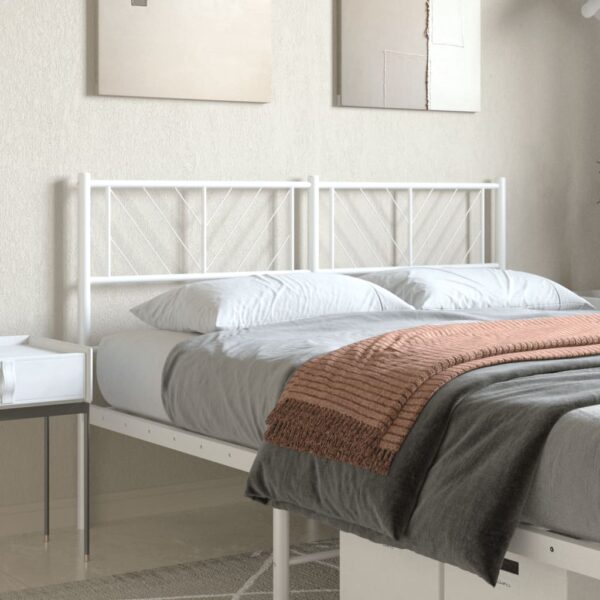 Elegant White Metal Headboard Classic Design Sturdy Powder-Coated Steel Stable