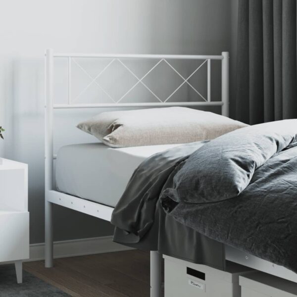 Elegant White Metal Headboard Classic Design Sturdy Powder-Coated Steel Stable