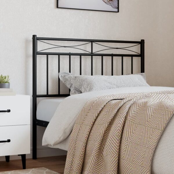 Elegant Black Metal Headboard Powder-Coated Steel Sturdy Bedroom Furniture Decor