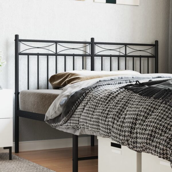 Elegant Black Metal Headboard Powder-Coated Steel Sturdy Bedroom Furniture Decor