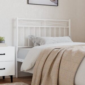 Elegant White Metal Headboard Classic Design Sturdy Powder-Coated Steel Stable