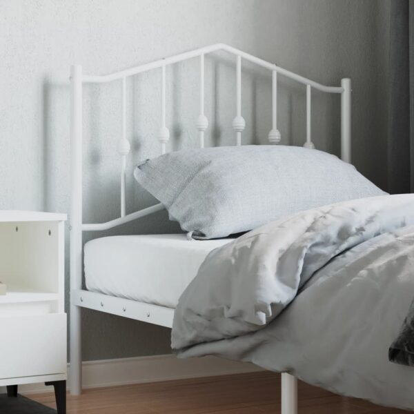 Elegant White Metal Headboard Classic Design Sturdy Powder-Coated Steel Stable