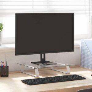 Monitor Stand White 40x35x8 cm Tempered Glass and Metal