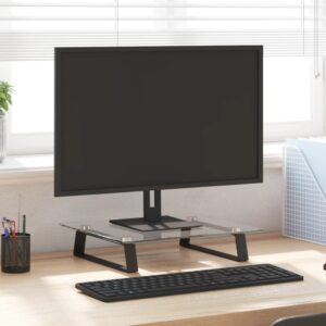 Monitor Stand Black 40x35x8 cm Tempered Glass and Metal