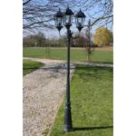 Garden Light Post 3-arms 230 cm Dark Green/Black Aluminium