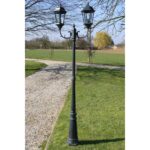 Garden Light Post 2-arms 230 cm Dark Green/Black Aluminium