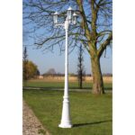 Garden Light Post 3-arms 215 cm White Aluminium