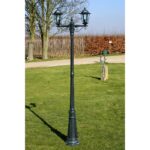 Garden Light Post 2-arms 215 cm Dark Green/Black Aluminium