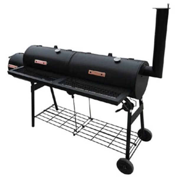 XL Black Smoker BBQ Grill Dual Chamber Charcoal Wood Barbecue Outdoor Cooker