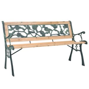 Vintage  Wooden Wrought Iron Patio Garden Bench Decorative Outdoor Seating