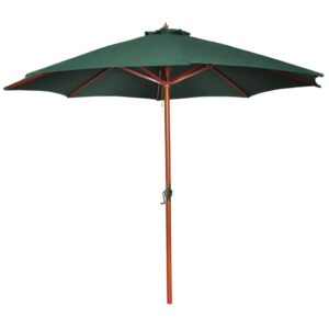 Elegant Green Garden Parasol Large Outdoor Patio Sunshade Hardwood Polyester