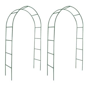 Durable Iron Garden Arch Set for Climbing Plants Weather Resistant Green