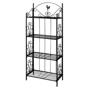 Stylish Black Steel Plant Stand Garden Patio Terrace 4-Tier Flower Display Rack