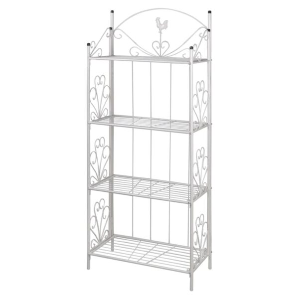 Elegant White Steel Plant Stand Garden Patio Decor Flower Display Shelf Organizer