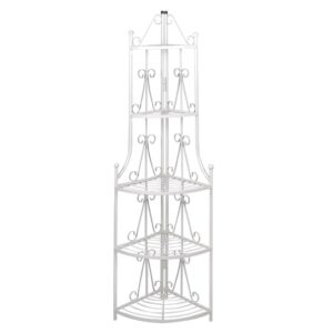 White Corner Plant Stand Garden Patio Terrace 5-Tier Shelf Steel Decorative