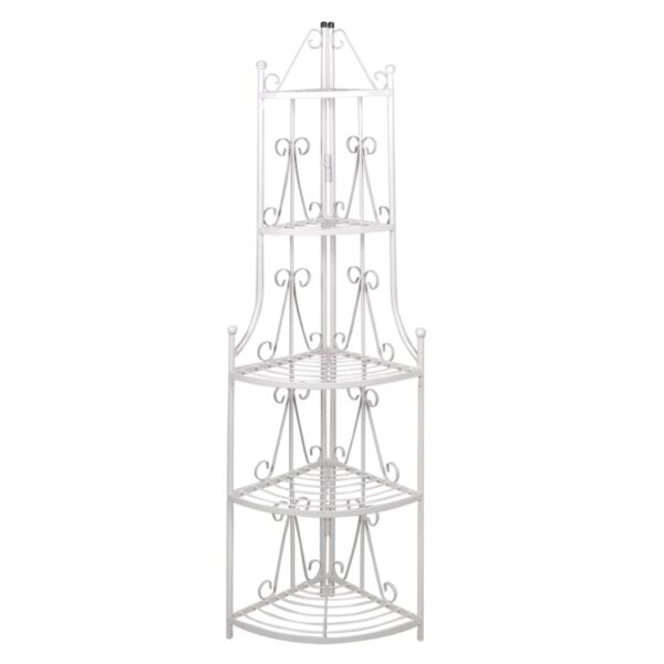 White Corner Plant Stand Garden Patio Terrace 5-Tier Shelf Steel Decorative