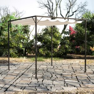 Outdoor Patio Gazebo Retractable Roof Canopy UV Water Resistant Shelter Garden