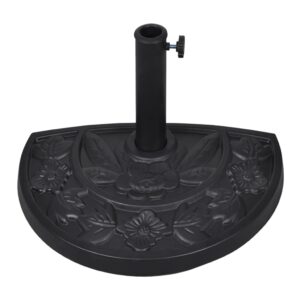 Durable Resin Steel Half Round Parasol Stand Base Easy Mount Black Patio Outdoor