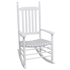 Elegant White Wooden Rocking Chair Curved Seat Outdoor Indoor Patio Furniture