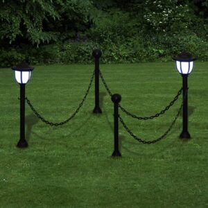 Solar Powered Chain Fence Lighting Set with LED Lamps Durable Outdoor Garden