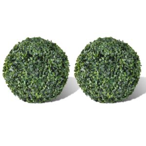 Artificial Boxwood Topiary Balls Lush Green Foliage Indoor Outdoor Decor Set