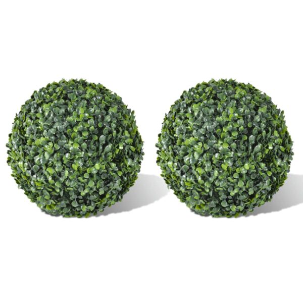 Artificial Boxwood Topiary Balls Lush Green Foliage Indoor Outdoor Decor Pair