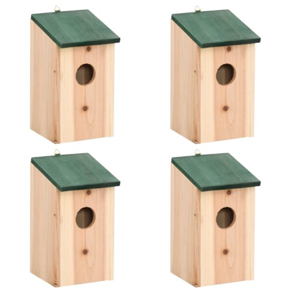 Wooden Bird House Nesting Box Garden Shelter Hanging Outdoor Decor Set of Four