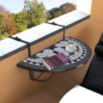 Stylish Mosaic Balcony Hanging Table Semi-Circular Foldable Space Saver Patio