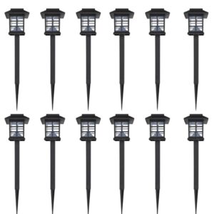 Solar LED Garden Lights Set Outdoor Pathway Landscape Lighting with Spikes