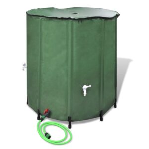 Collapsible Rainwater Collection Tank UV Resistant with Filter Garden Hose Green