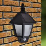 Solar Powered LED Wall Light Motion Sensor Outdoor Garden Path Fence Lamp Black