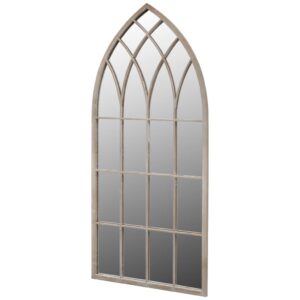 Gothic Arch Garden Mirror Antique White Iron Glass Indoor Outdoor Reflective Decor