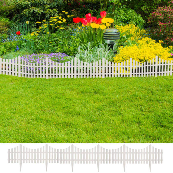 White Garden Lawn Edging Border Flower Bed Barrier Decorative Fencing Set