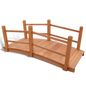 Wooden Garden Bridge Decorative Feature Weather Resistant with Double Handrails