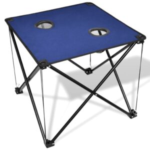 Portable Outdoor Picnic Table Durable Foldable Easy Clean Blue with Carry Bag