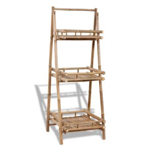 Bamboo Plant Stand Folding 3-Tier Display Shelf Garden Patio Decor Organizer