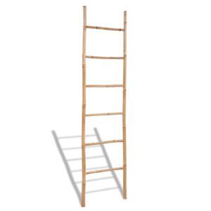 Bamboo Towel Ladder Freestanding Rack Home Bathroom Decor Durable Organizer